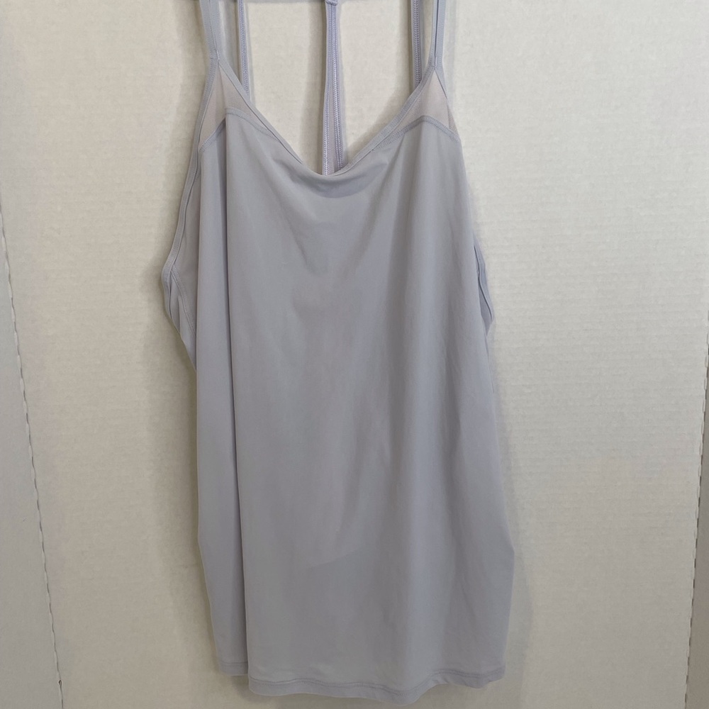 Lululemon Run Off-Route Tank top Light Grey Sheer panel Double Strap 4 Athletics